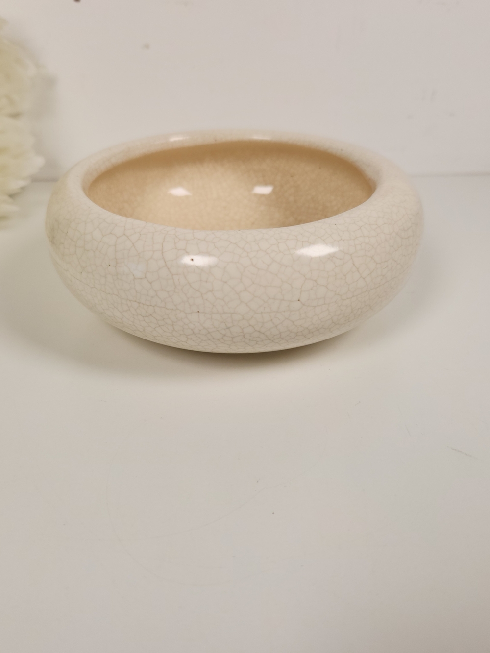 Vintage Heavily Crazed Stained Pottery Bowl 5" | Rustic Farmhouse Decor